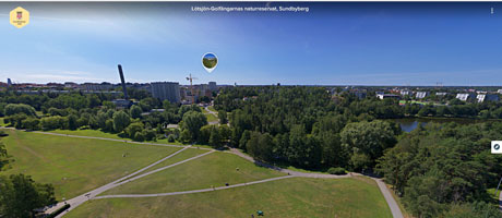 Skärmdump över Lötsjöns-Golfängarnas naturreservat från VR-verktyget