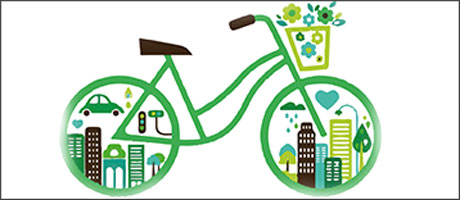 Illustration grön cykel