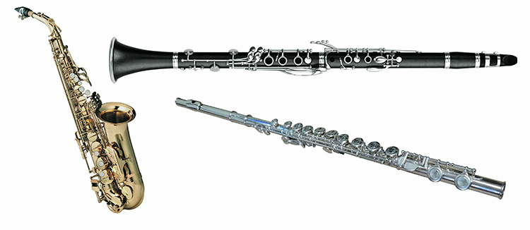 Tvärflöjtm klarinett, saxofon