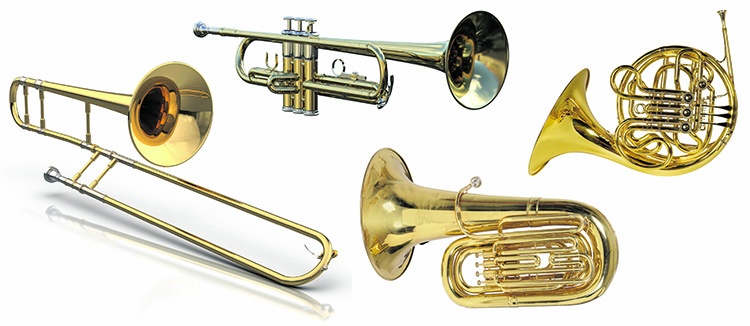 Trumpet, trombon, tuba, valthorn