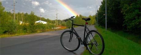 Regnbåge och cykel